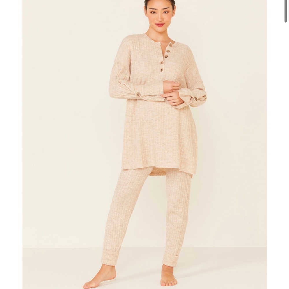 Free People Around The Clock Ribbed-Knit Sweater & Jogger set